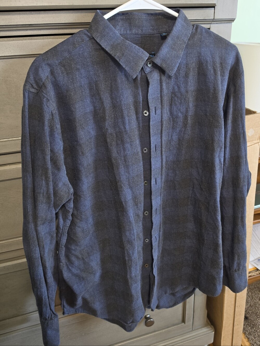 Zachary Prell Navy and Gray Plaid Button-Down Shirt